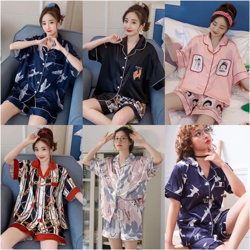 Piyama satin import / baju tidur wanita / piyama ice silk sutera-3