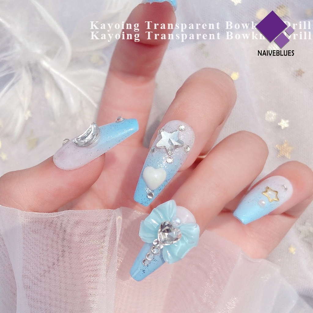 Naiveblue &gt; 10Pcs / Set Charms Charms Bentuk Hati / Pita Untuk Dekorasi Nail Art / Manicure DIY