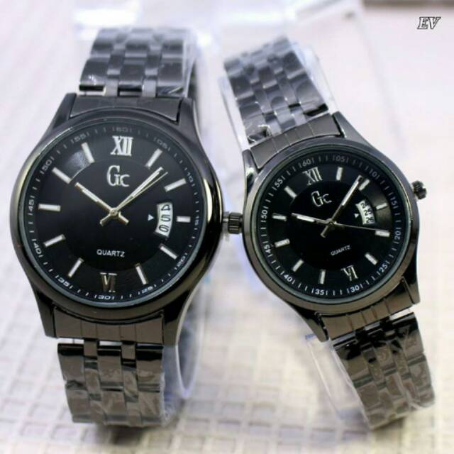 Jam Tangan GC Date On Couple Kw Super Black