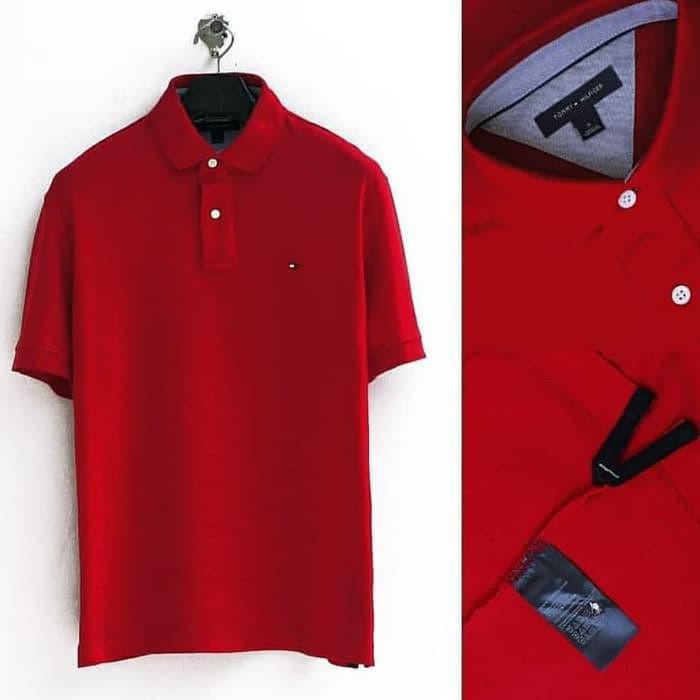 sakura00086- Kaos Polo Pria Tommy Hilfiger Red Original Murah