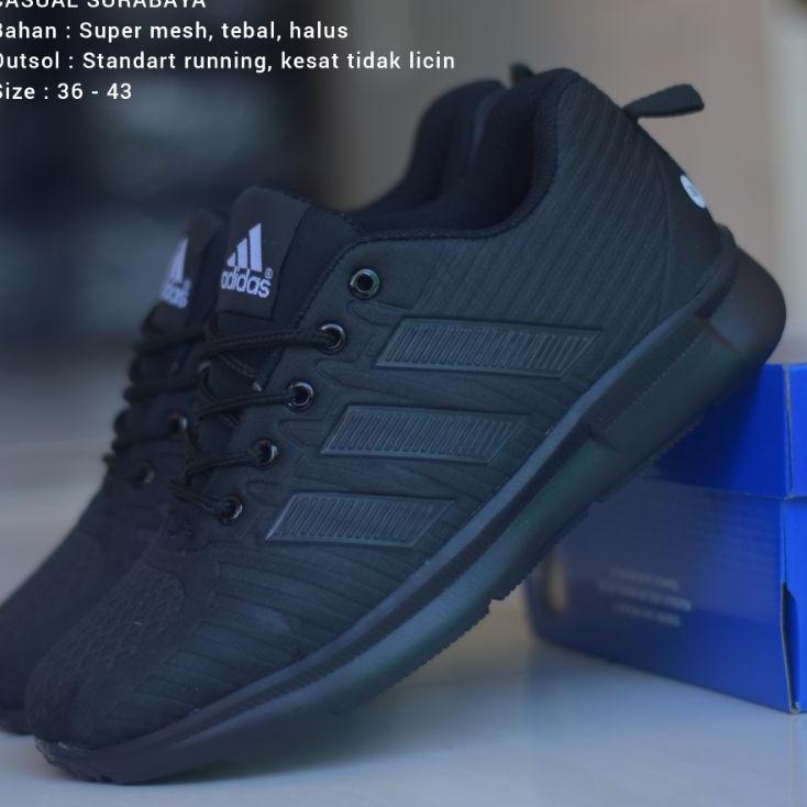 (TERLARIS) Sepatu Sekolah Hitam Full. Sepatu Adidas Hitam Polos. Sepatu Hitam Laki Perempuan