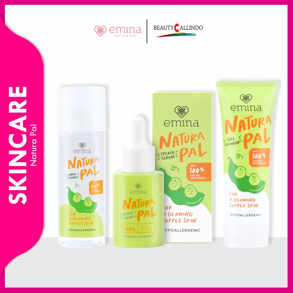 Emina Natura Pal Series : Gel Cleanser - Toner Essence - Gel Moisturaizer - Splash Serum