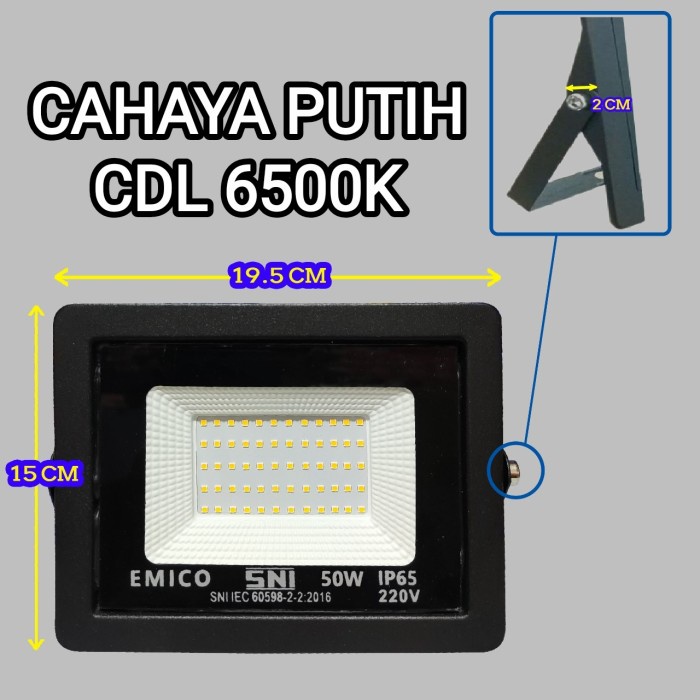 EMICO Lampu sorot led 50w lampu led flood light 50 watt - PUTIH CDL 6500K