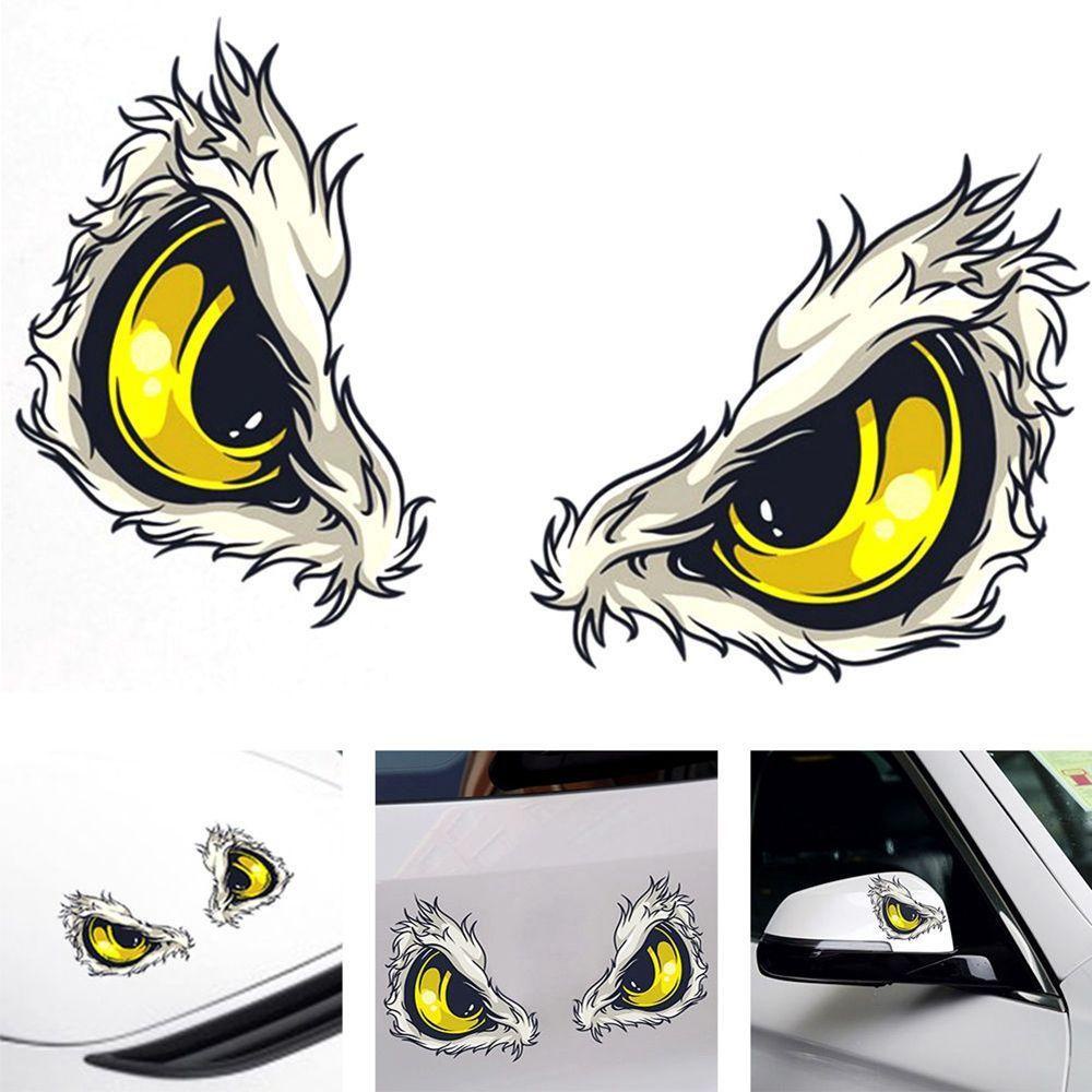 Lanfy Stiker Mobil Vinyl Tahan Air Aksesoris Mobil Styling Penutup Mesin Perekat Diri Mobil Side Fender 3D Stereo Eyes