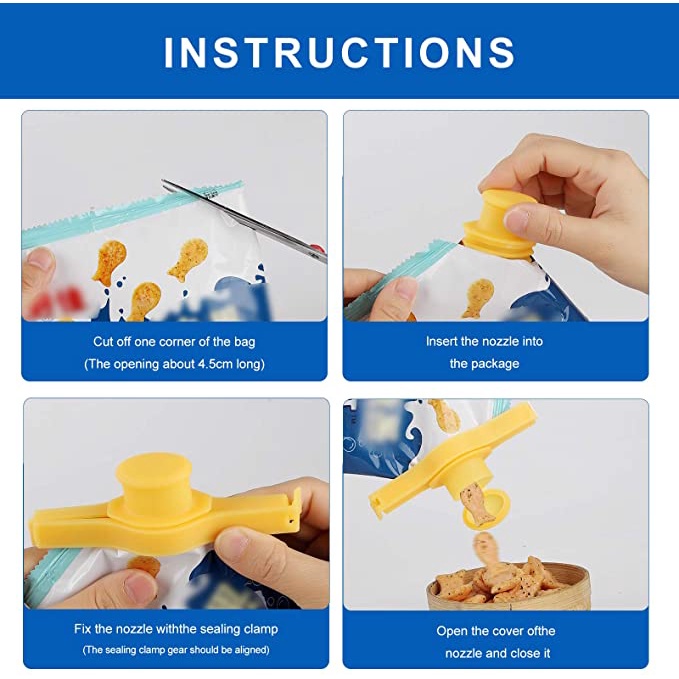 Hot Sale/Klip Penyegelan Kreatif Dapat Digunakan Kembali/Penyimpanan Makanan Snack Sealing Bag Clips/Sealer Clamp Dengan Tutup Aksesoris Dapur