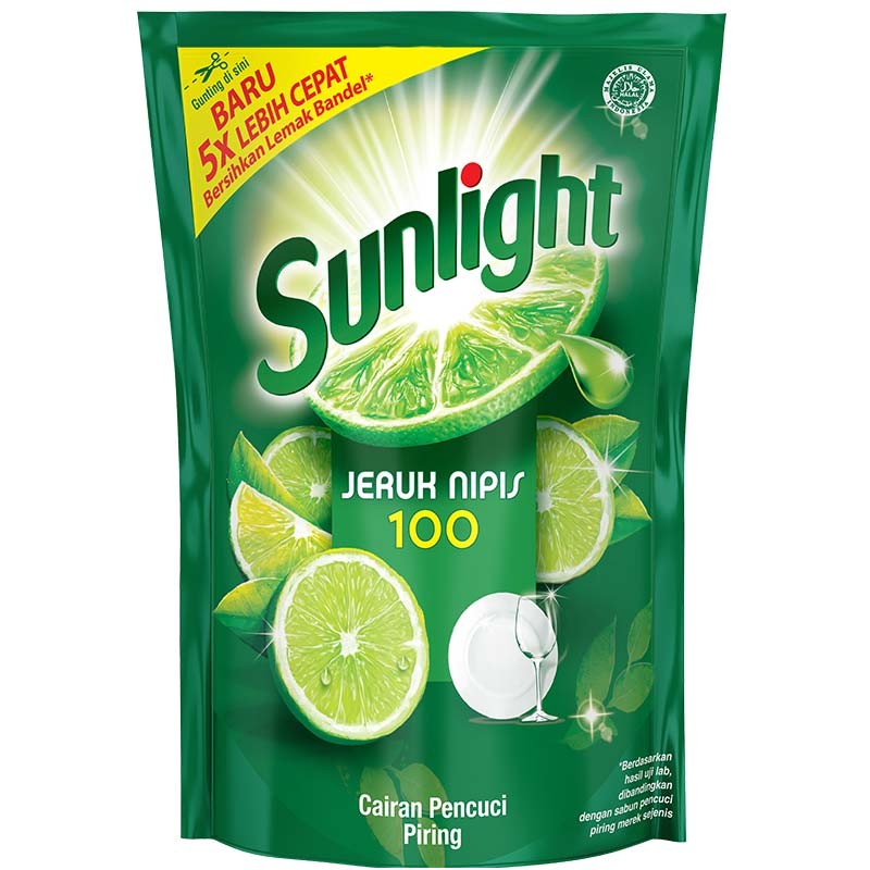 Sunlight Sabun Cuci Piring Jeruk Nipis  210ml Refill (3pcs)