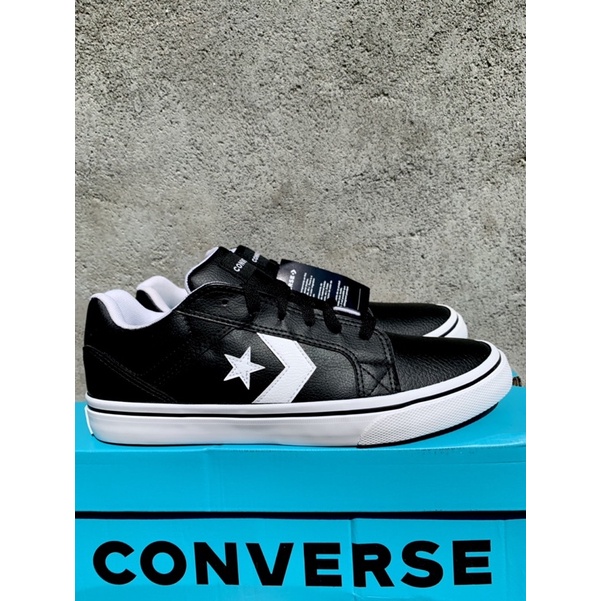 NEW ARRIVAL SNEAKERS  SEPATU CONVERSE EL DISTRO BLACK LEATHER NAVY KANVAS #COD #TERBARU #BESTSELLER 