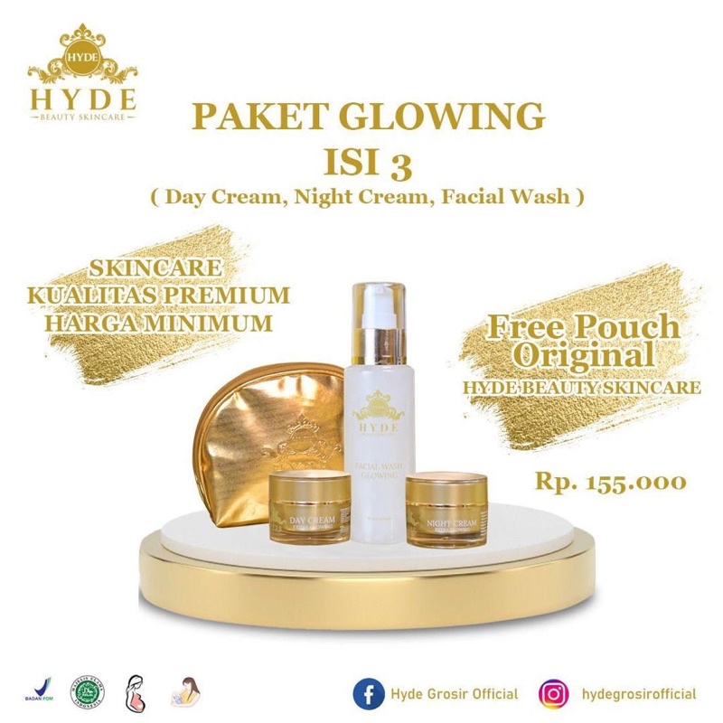 hyde beauty skincare/ hyde skincare paket glowing 3/ paket hyde skincare