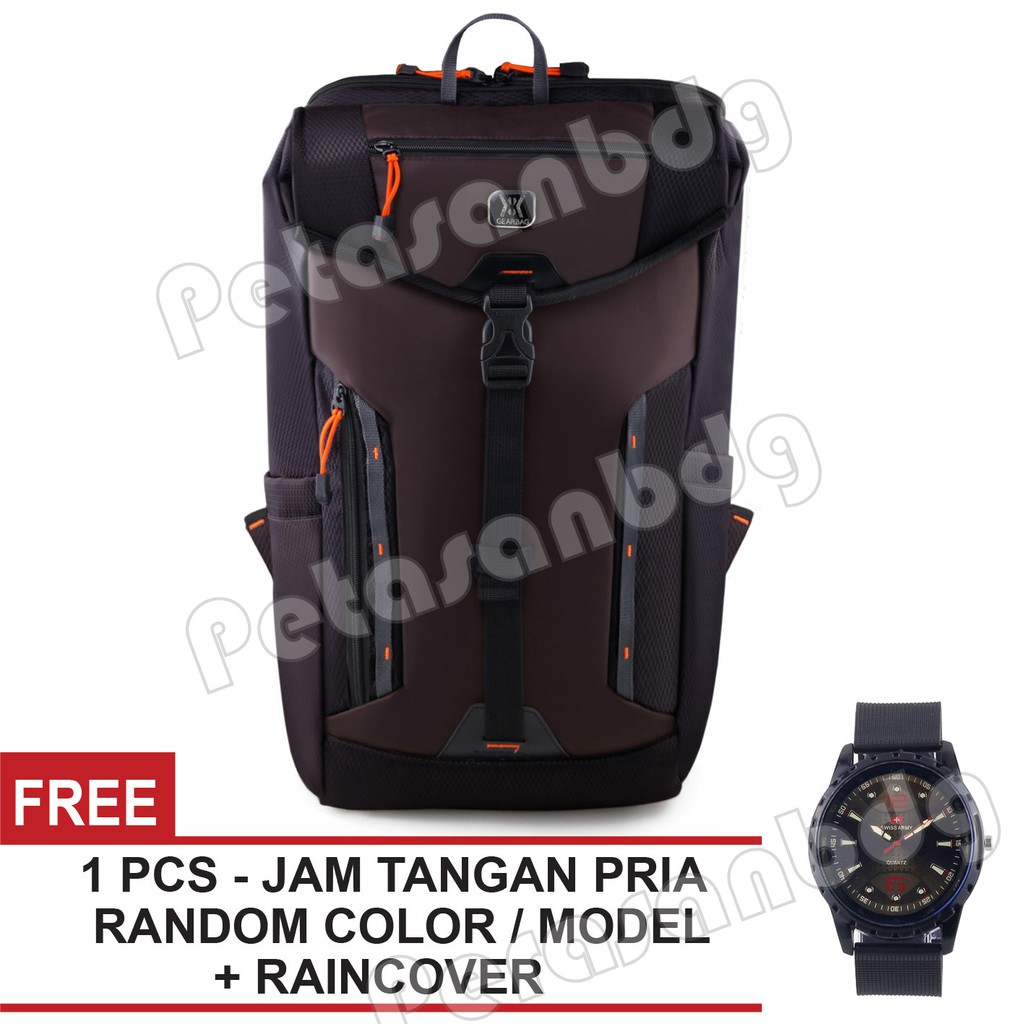 PTS -Tas Ransel Gear Bag Dynasty Backpack + Raincover FREE Jam Tangan Pria Random Color