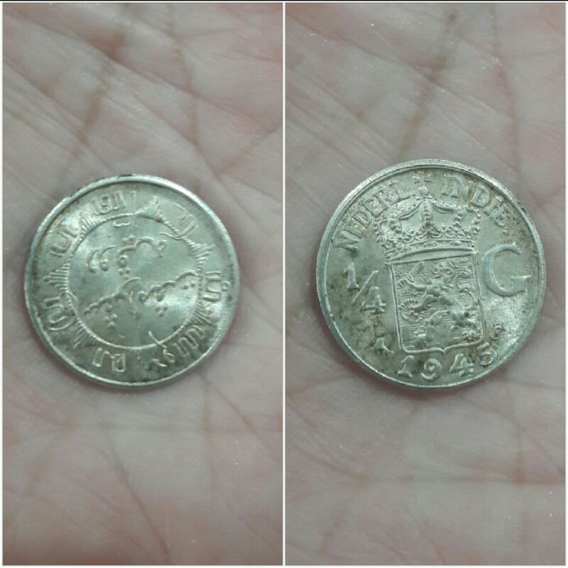 Koin perak netherland indie 1/4 gulden