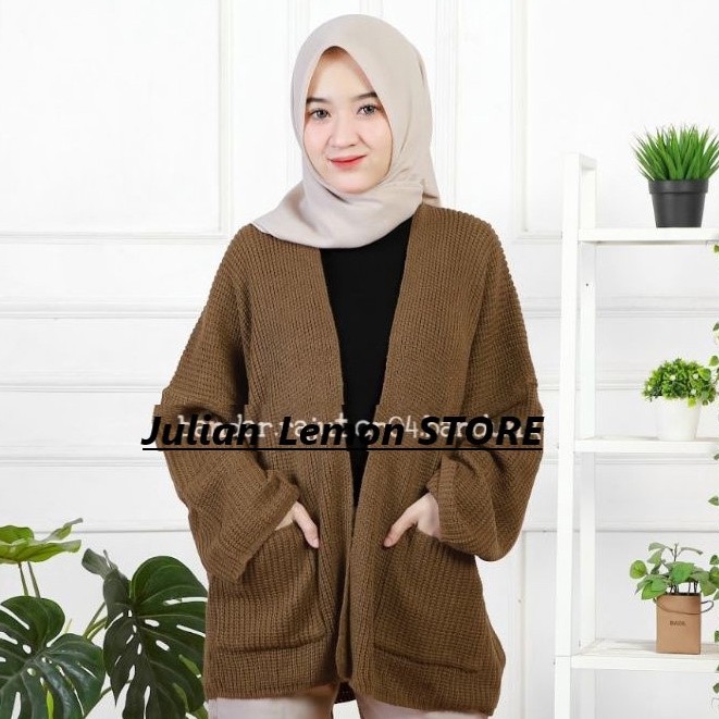 4XL- 5XL Cardigan Rajut Jumbo Premium/ Cardigan Rajut Oversize/ Outer Jumbo Big Size/ Rajut Murah-Brownze