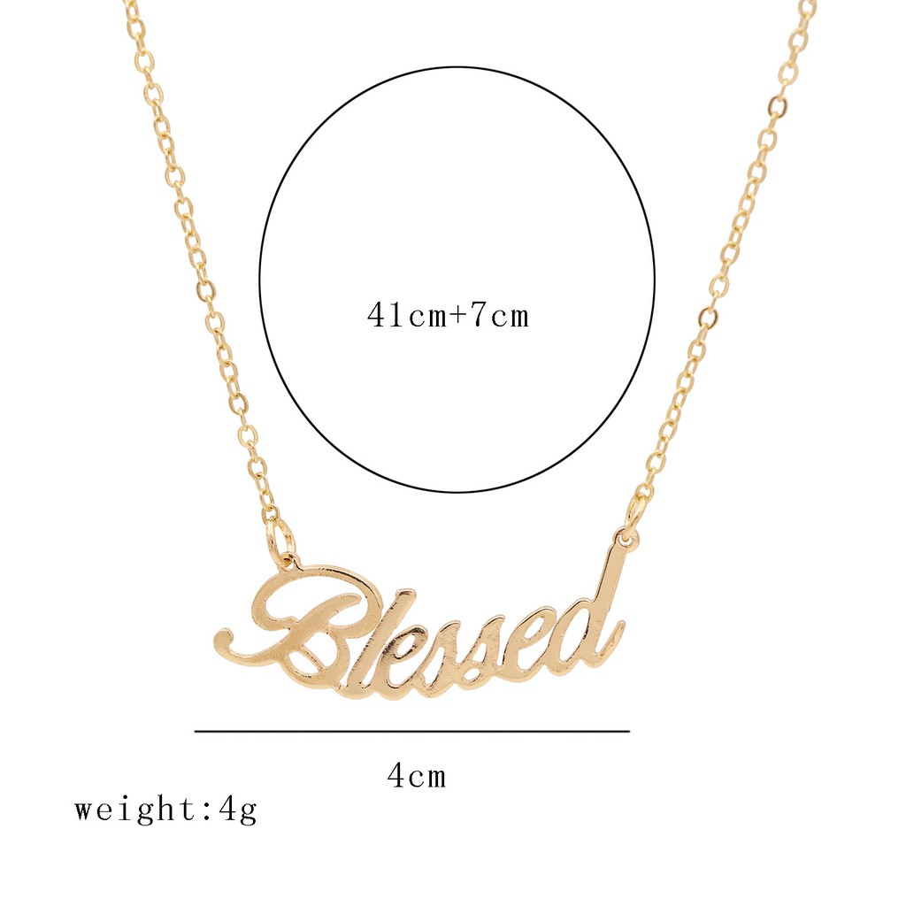 LRC Kalung Wanita Fashion Golden Alloy Letter Hollow Necklace K43619