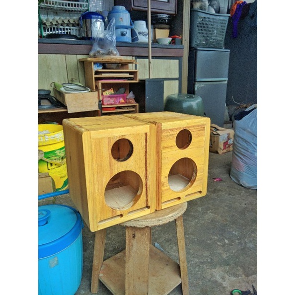Box speaker 4 inch 2 way kayu pinus finishing pernis