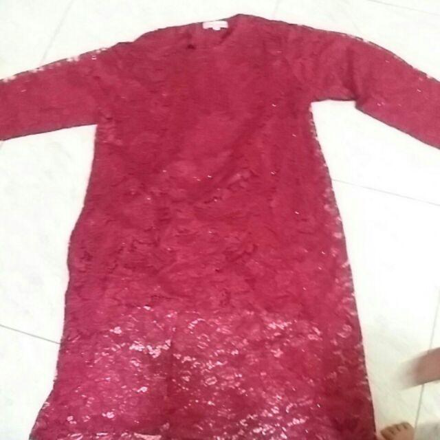 Realpict Stelan Kurung Semi Gamis Naya Bahan Brukat Gliter Rok Plisket Katun Batik Silk