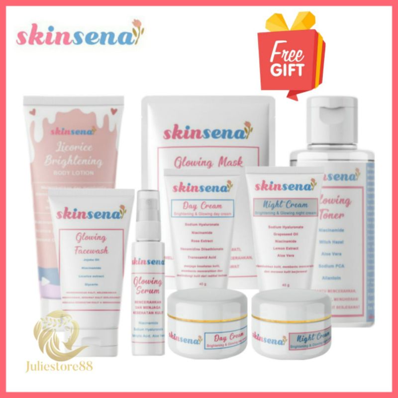 (Fullsize) SKINSENA Glowing Face Wash Toner Serum Cream Satuan dan Paketan