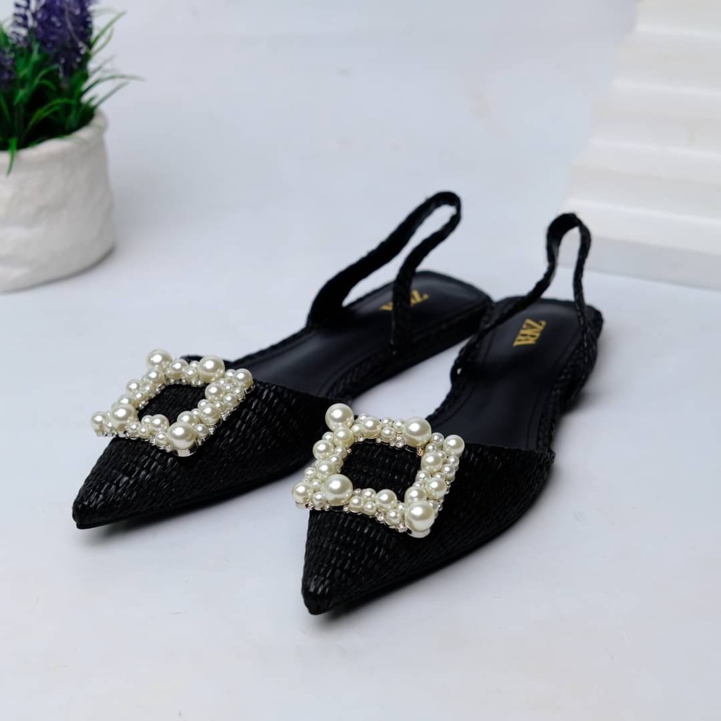 [7.7 Boombastis Sale⚡] - SEPATU WANITA FLAT SHOES SLING BACK ZS482 PREMIUM IMPORT