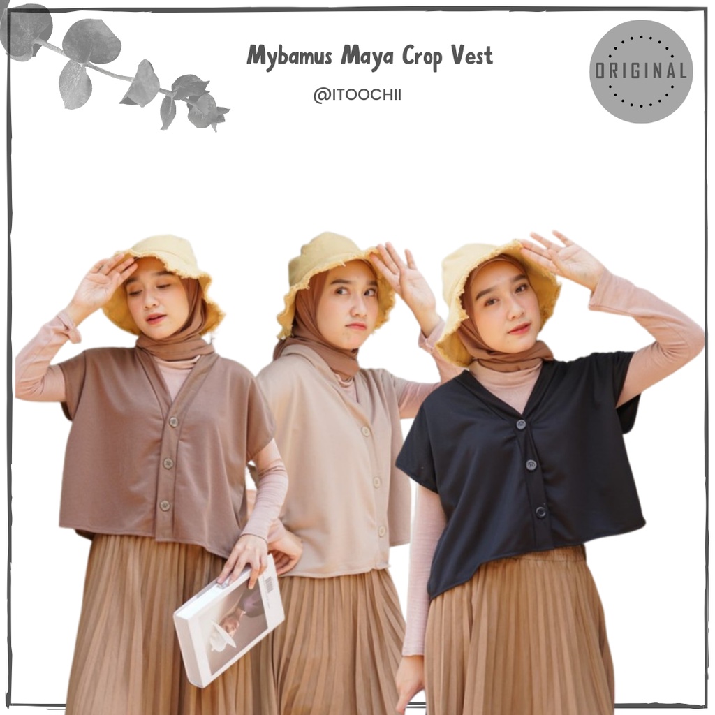 Mybamus Maya Crop Vest Luaran Muslim Tanpa Manset Baju Wanita