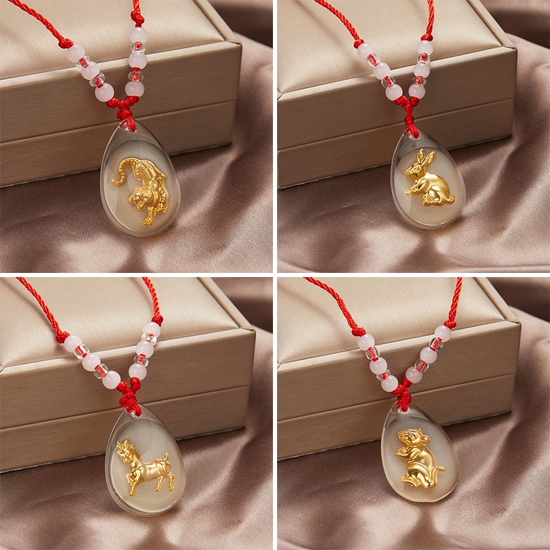 Kalung Liontin Kristal luminous Bentuk 12 Zodiak Untuk Pria Dan Wanita