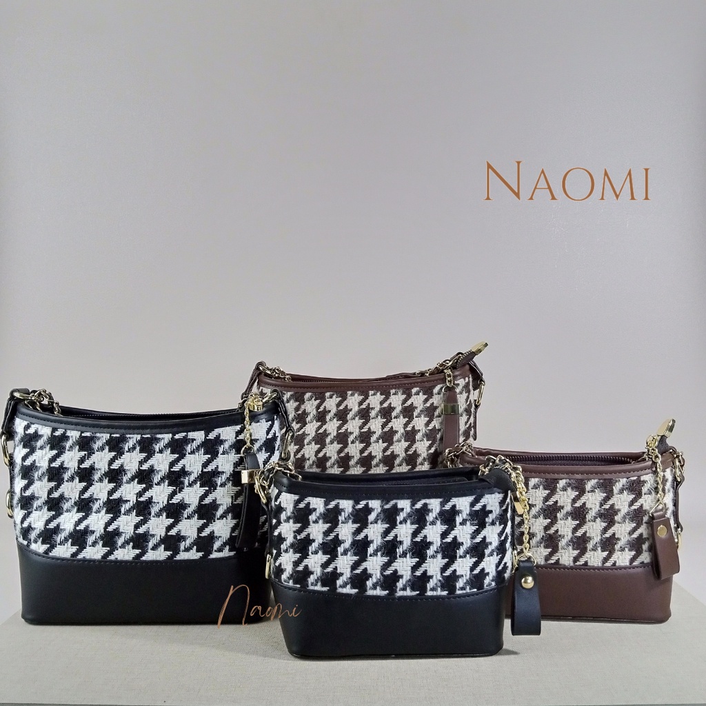 NAOMI - Laurel Sling Bag Import Premium - Tas Selempang Rantai Wanita - Tas Kulit Sintetis Tebal Motif Cantik - Tas Hangout - Tas Wanita - Tas Naomi - Naomi Bag - women bag