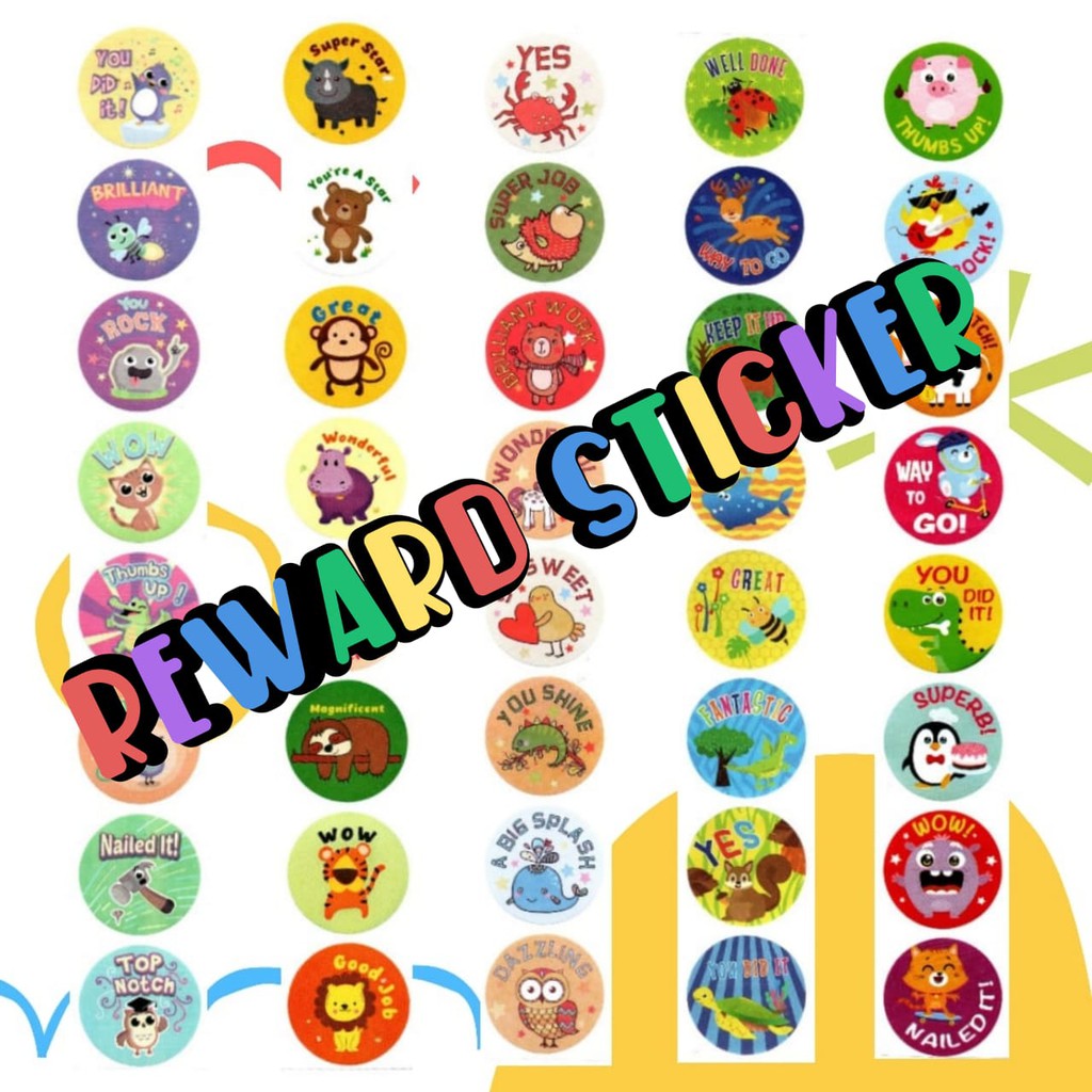 

STIKER BULAT RANDOM - REWARD STICKER - Mainan Anak Stiker Label Design Deco Aesthetic Bulat Hewan 2.5 cm
