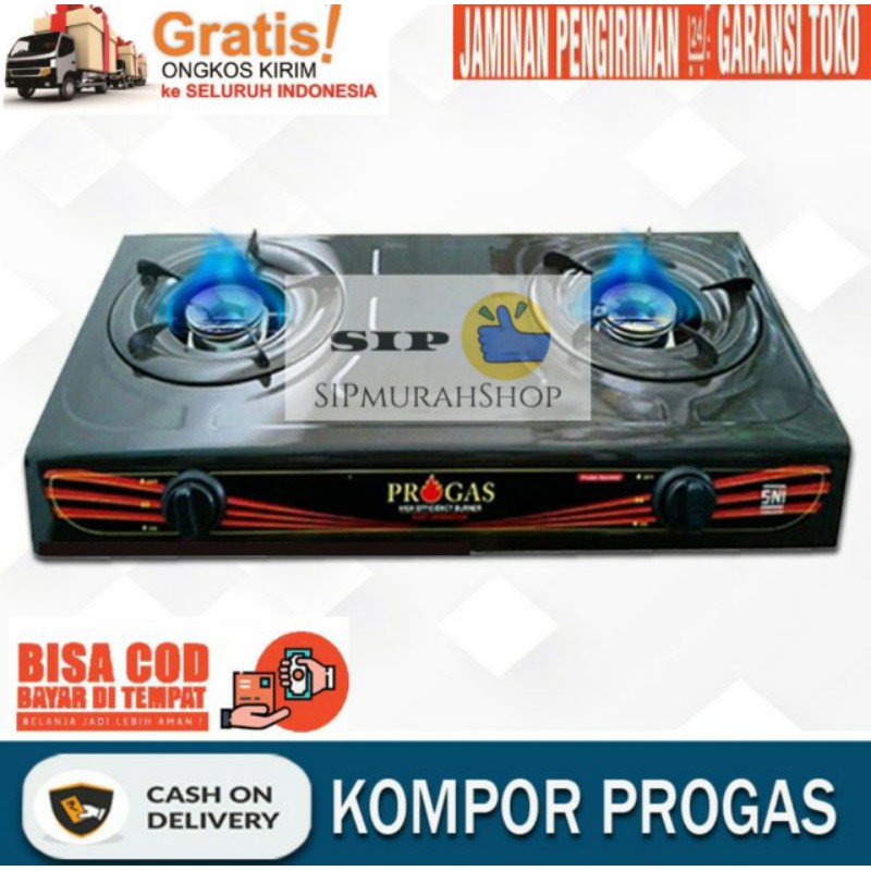 KOMPOR GAS 2 TUNGKU PROGAS PG 269 C/KOMPOR GAS TEFLON TAHAN KARAT MURAH DESAIN ELEGAN