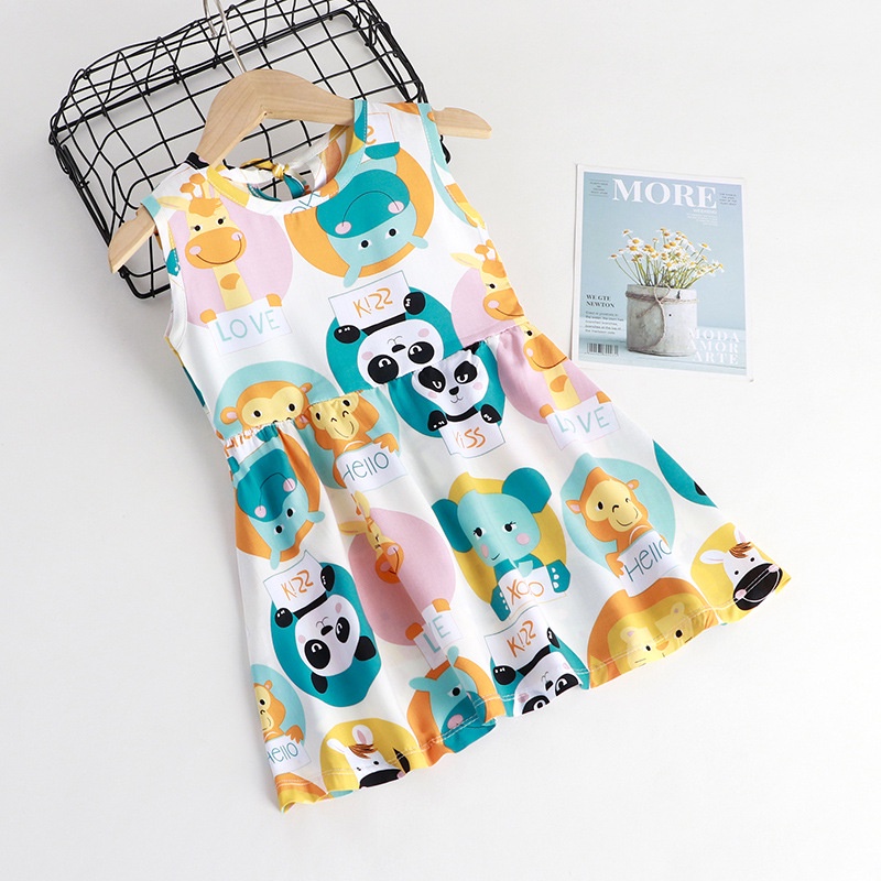 Baju Dress Terusan Santai Model Korea Anak Bayi Perempuan Katun import Gaun Cewek rumahan 1 2 3 tahun motif Bunga