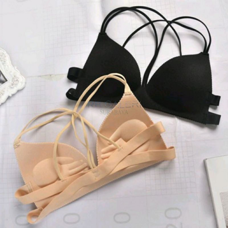 Pakaian Dalam Wanita Bra Sexy Push Up model one piece sport yoga bra set Bra Bralette Bergaya Sexy Seksi dengan  Tali Strap Menyilang RB-7