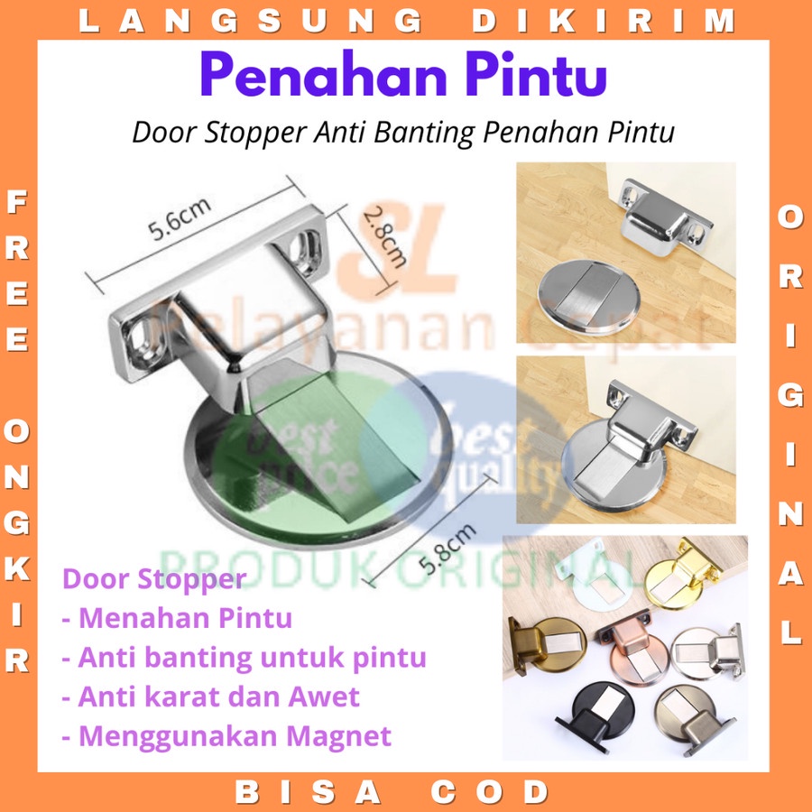 Penahan Pintu Magnet Tempel Pengganjal Pintu Stainless Penahan Lemari Laci Door Stopper Anti Bentur