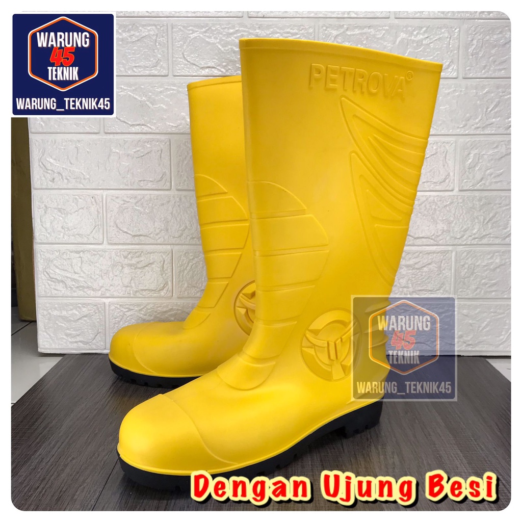 Sepatu safety boot safety karet PETROVA UJUNG BESI