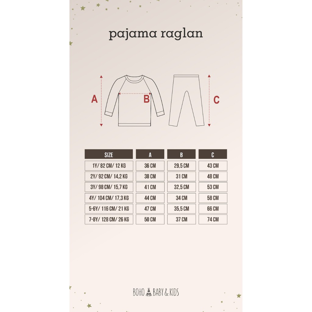 Bohopanna - Bohobaby Pajama Raglan ( 4y, 5-6y, 7-8y )