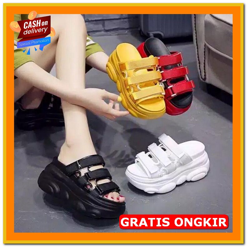 Sandal Wanita Wedges Flat Cewek Sendal Slop Wages Sepatu Murah Origina Tokodisna - Wedges Sandal Wa