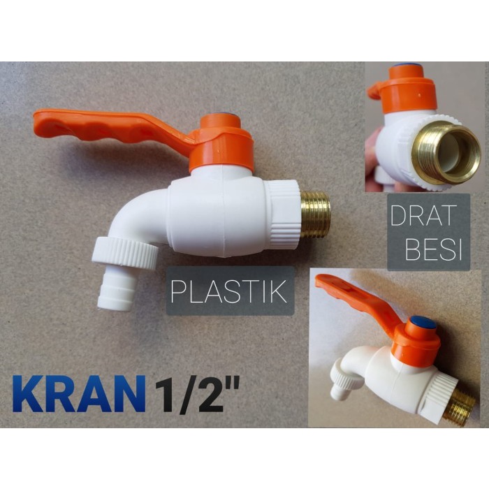 KERAN AIR PLASTIK 1/2INCH DRAT KUNINGAN TURKEY MADE