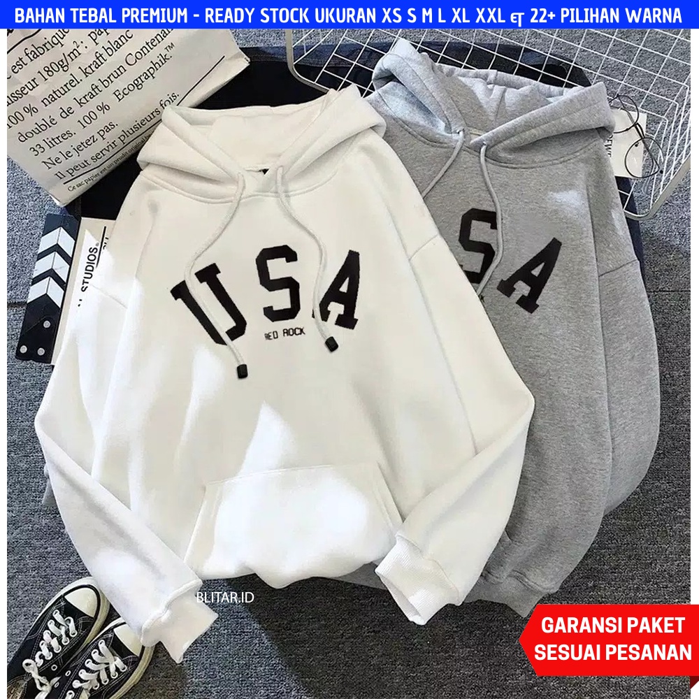Jacket Hoodie Jumper USA Pria Wanita Laki Cowok Cewek Remaja Dewasa Couple Pasangan Ukuran Big Size 