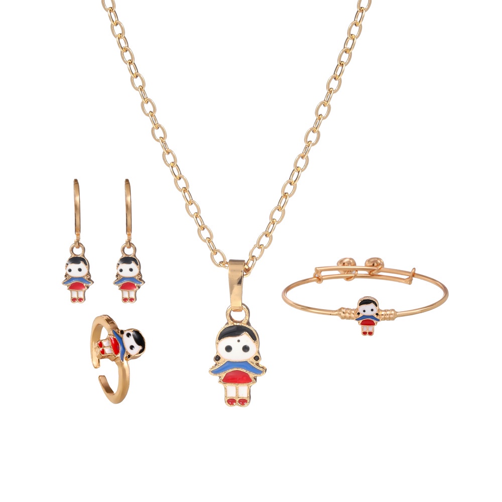 set perhiasan titanium Anak-anak anti karat anting korea kalung wanita gelang tangan wanita cincin wanita D432