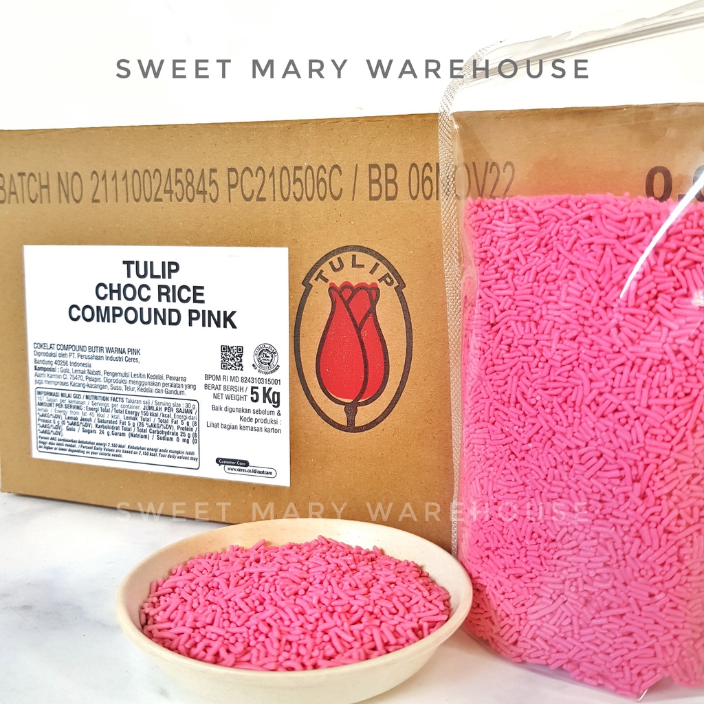 Tulip Meises PINK 1kg Meses Merah Muda Pastel Chocorice Ceres Pink