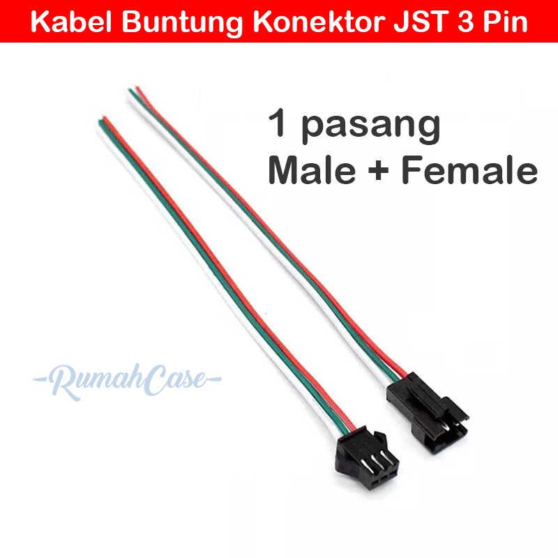 Kabel Buntung Konektor JST 3 Pin Male Female Ws2812b Aristo 3pin Soket ...