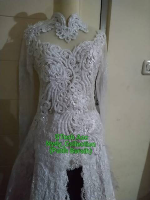 Gaun Kebaya Pengantin Putih Full Payet Ekor Bridal