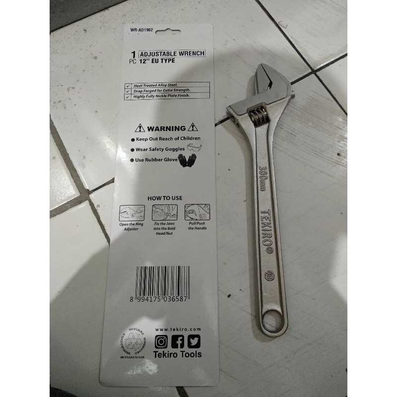 TEKIRO KUNCI INGGRIS 12 INCH / KUNCI BACO ADJUSTABLE WRENCH 300mm JAPAN STANDART