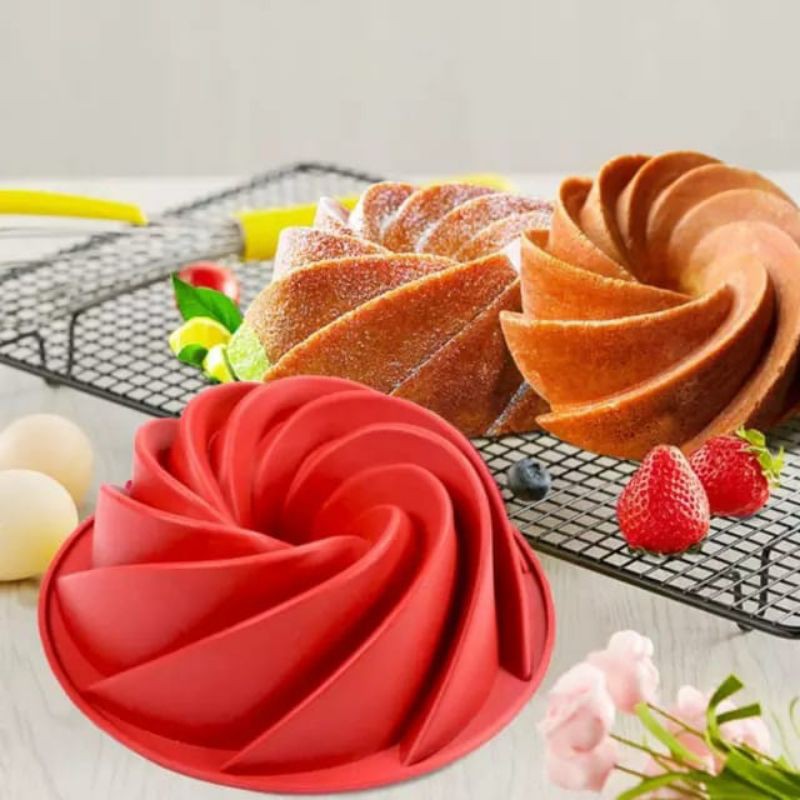 Cetakan kue puding silikon SPIRAL Cetakan Single Cake Bolu tahan panas foodgrade