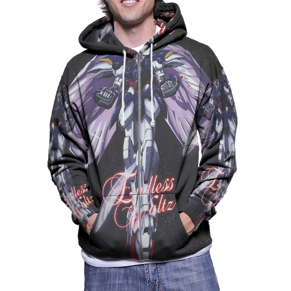 Jaket Hoodie Wings Gundam Endless Waltz Hoodie Zipper (Ritsleting) Hoodie Fullprint Bahan Polyester 