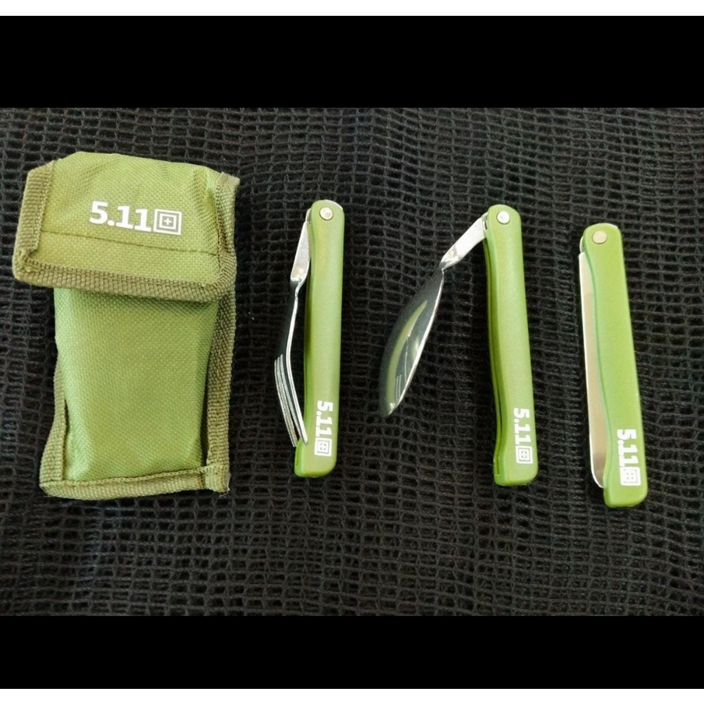 SENDOK SET 5.11 - SENDOK LIPAT TACTICAL 511 - SENDOK GARPU PISAU PORTABLE - SENDOK OUTDOOR