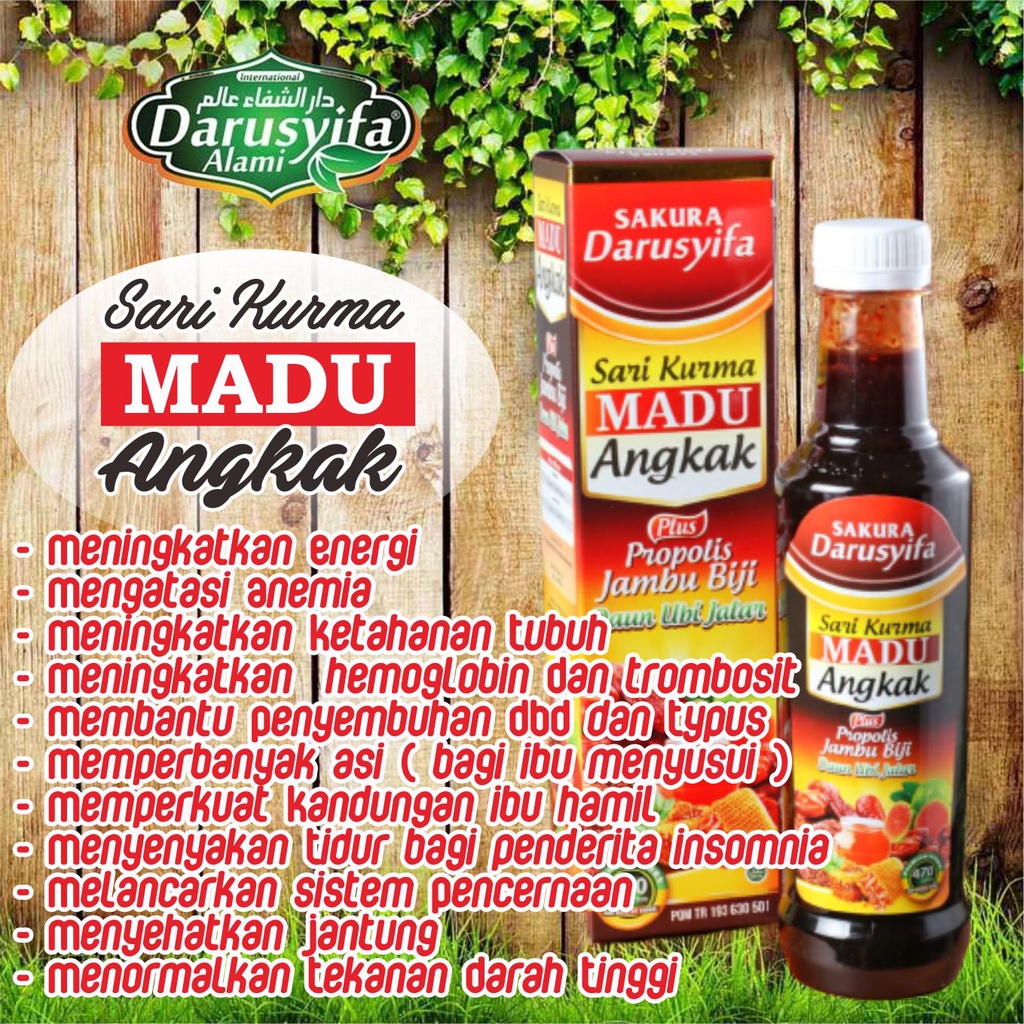 Darusyifa Madu Sari Kurma Angkak Plus Propolis Jambu Biji Dan Ubi Jalar Untuk DBD, Typus Dan Menaikkan Trombosit