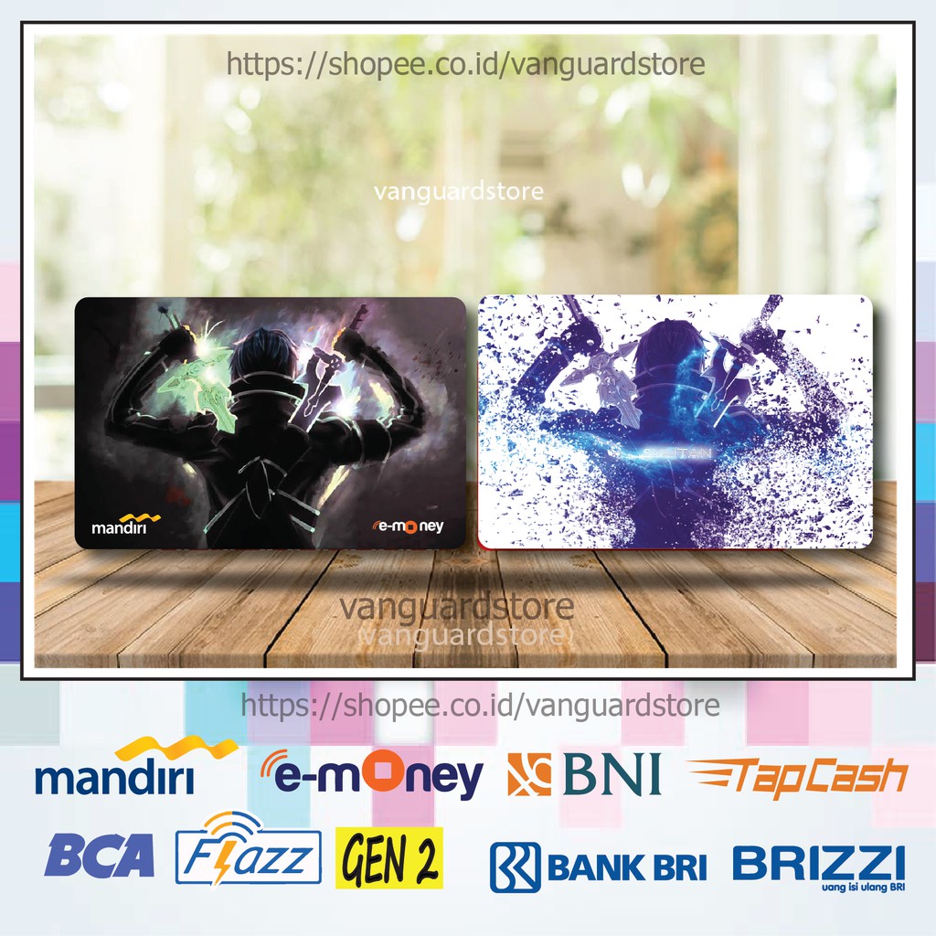 KARTU E MONEY E TOLL SWORD ART ONLINE GAME 7 EMONEY MANDIRI FLAZZ BCA BNI TAPCASH BRIZZI BRI-2 SISI