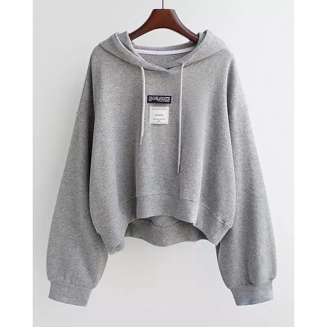 Autumn Woman Hoodie Semi Crop Bahan Fleece Fit To L