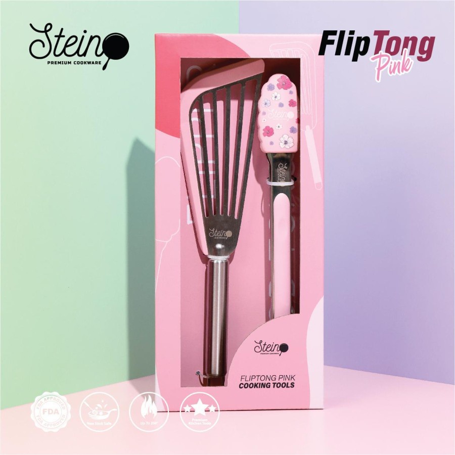 Stein Steincookware Fliptong Penjepit Makanan Set Flipper turner Spatula Tongs 2pcs