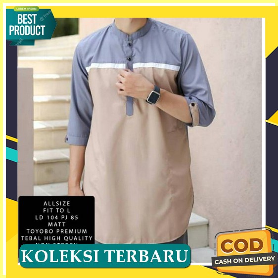 Koko Pria Elegan Dewasa Orang Tua Lengan Panjang Madina Muslim V6D2 Big Size Slimfit Oversize Jumbo 
