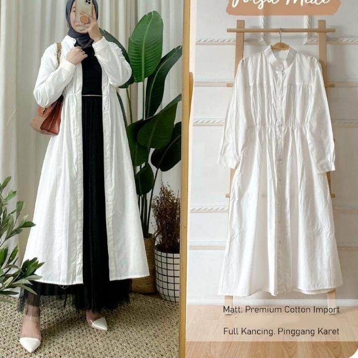 polsa midi dress tunik polos cardi long dress kemeja pastel kekinian