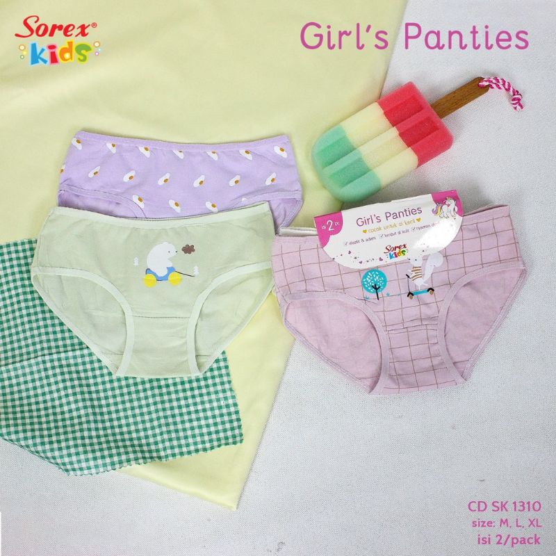 2Pc Celana Dalam Anak Perempuan Sorex Katun Lembut / CD Anak Sorex Kids