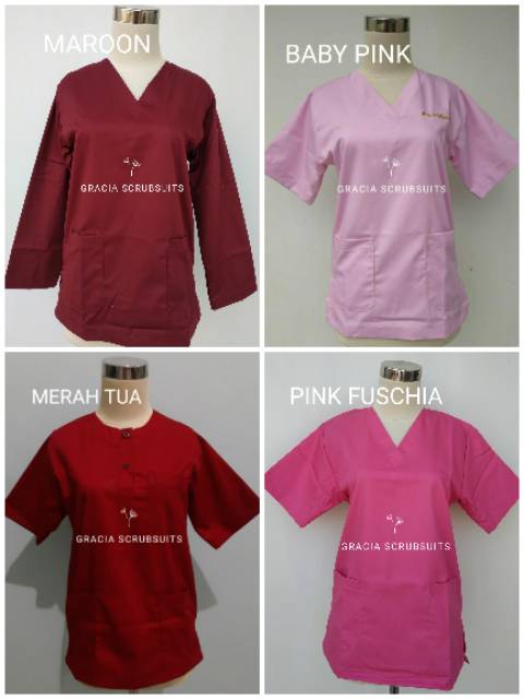 READY STOCK! GRACIA SCRUBSUITS - baju jaga/jaga malam/scrubsuits DOKTER ATASAN SAJA MODEL KANCING