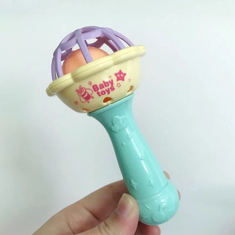 Mainan Kerincing Bayi Teether Rattle Stick Gigitan Sensorik Mainan Bunyi Genggam Bayi Bola Bunyi Silikon